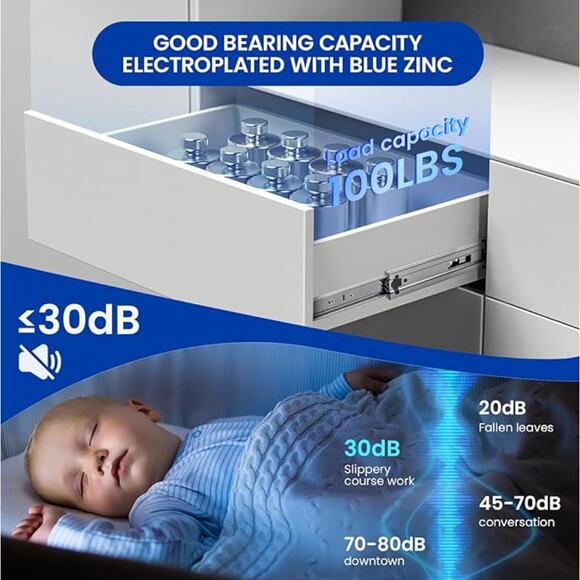 14 Inch Soft Close Push to Open Drawer Slides Dresser Drawer Slides- 1 Pair - Picture 4 of 5